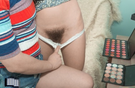 Young beauty Miranda takes part in a hairy lesbian bedroom tribbing romp