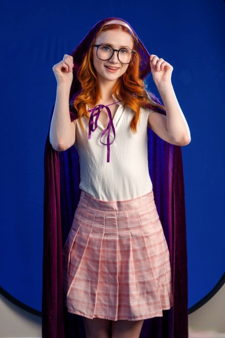 Nerdy redheaded teen Scarlet Skies has sex with her stepbrother in glasses