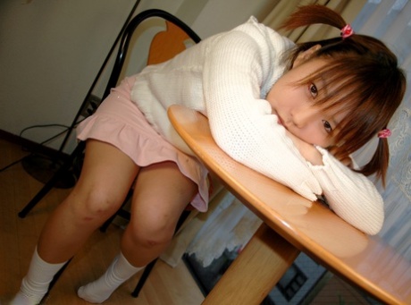 Tiny Japanese babe sucks dick & gets her hairy pussy fucked in the bedroom