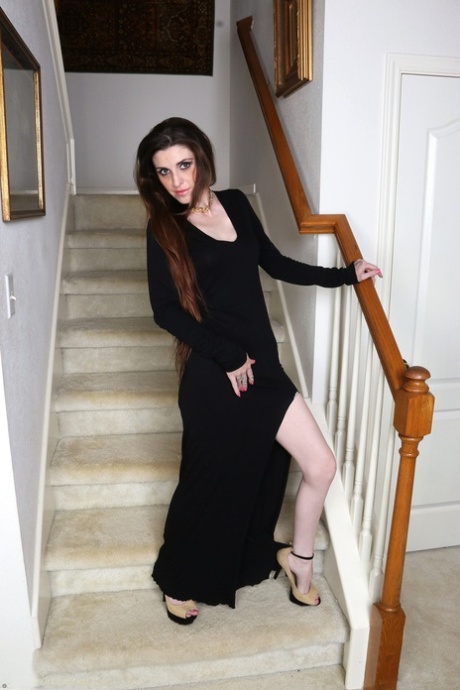 Naughty and skinny wife Aurora Jade doffs her clothes and reveals hairy beaver