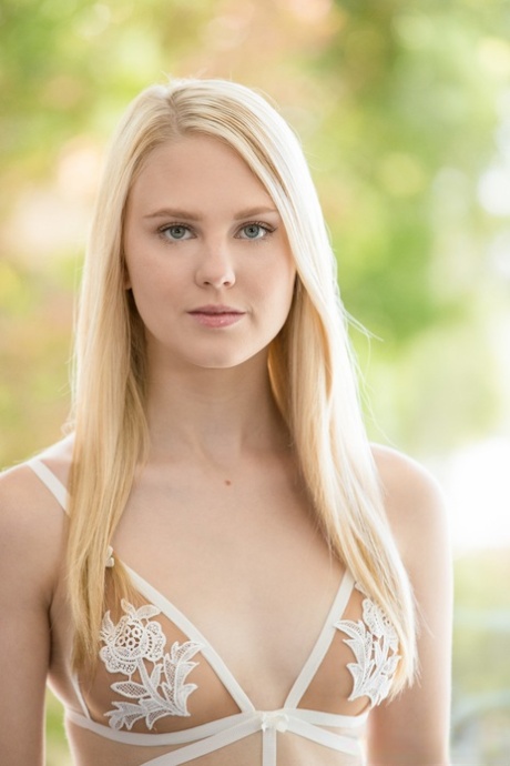 Young blonde Lily Rader has sex with two black men at the same time