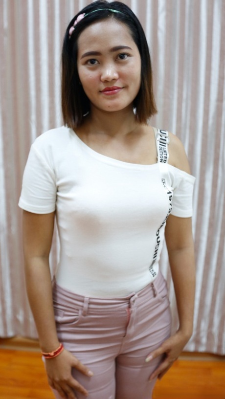 Asian babe Charice shows off her chubby body while stripping for sex