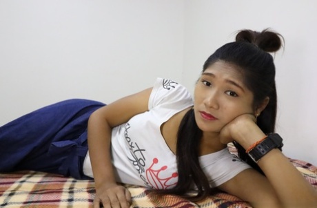 Ponytailed Asian babe Dew B enjoys some POV sex and gets creampied